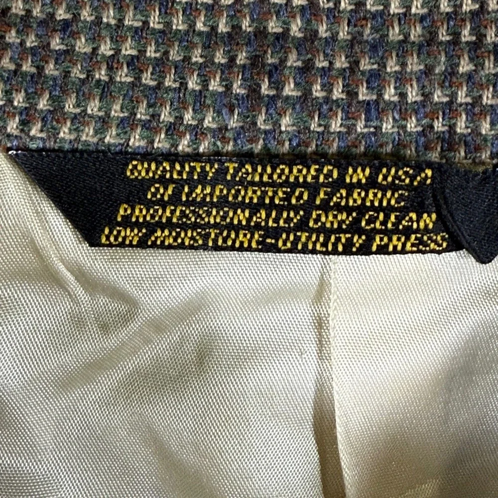 VTG Vestire Sport Coat Mens L Brown Tan Houndstooth Blazer Academia Professor